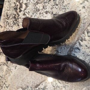 Wonders Burgundy Patent Leather Ankle Boots Booties - 7.5 US 38 EU